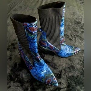 Azalea Wang Western Glove Fit Snakeskin Heeled Boots